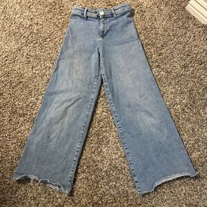 Zara Girls Size 11-12 Blue Wide Leg Jeans  Adjustable Waist